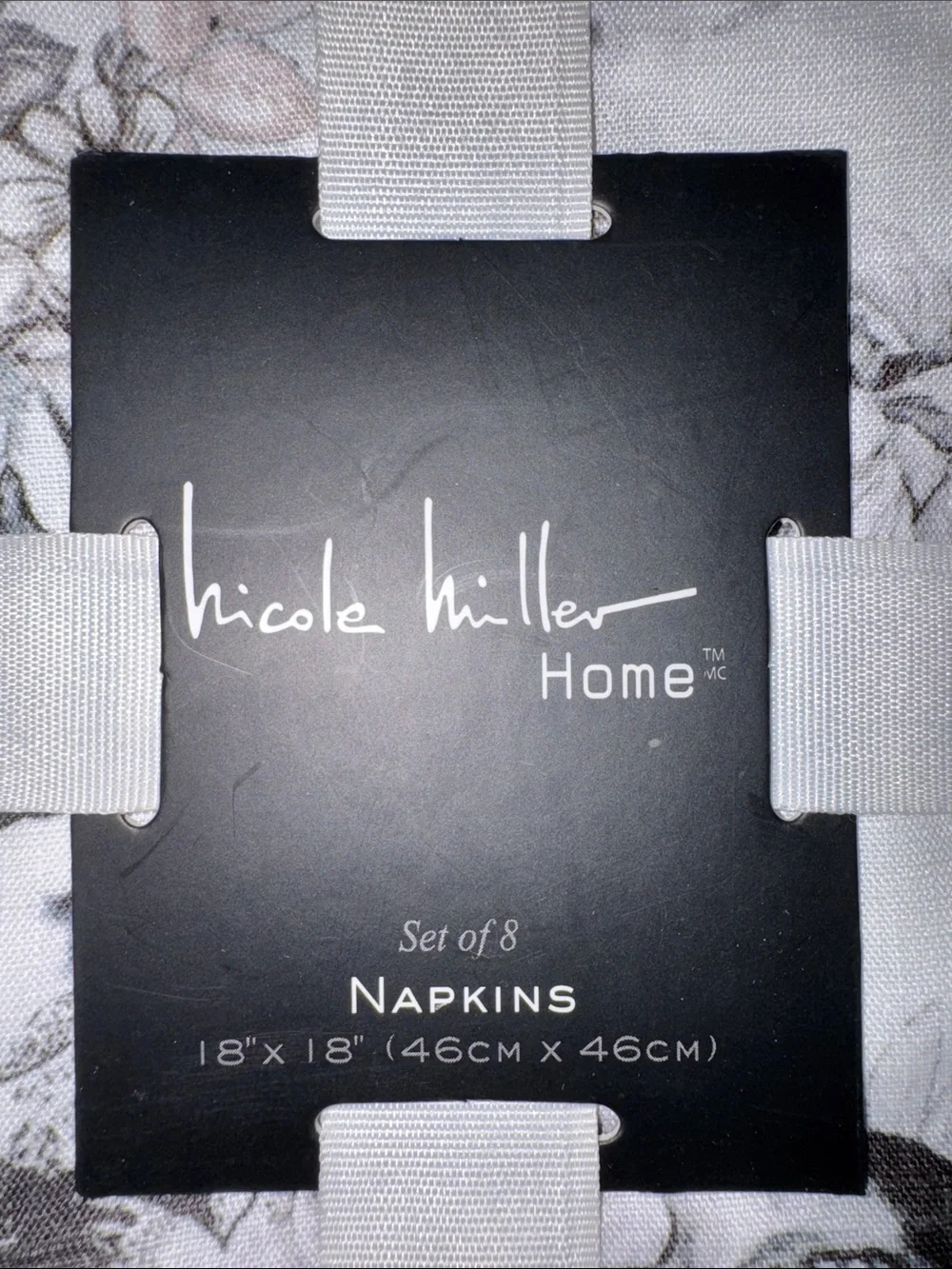 Nicole Miller Black and White Floral Skull Napkin Set
